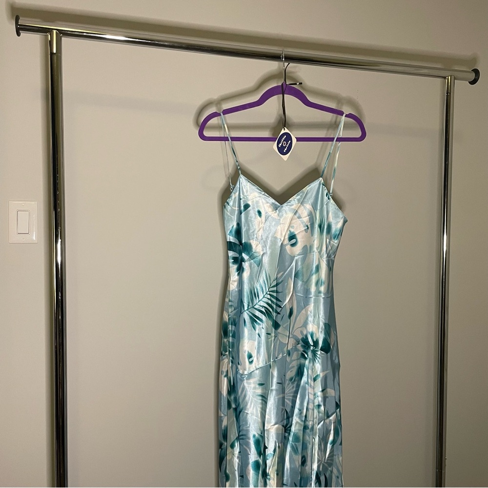 Aritzia Light Blue Tropical Slip Dress